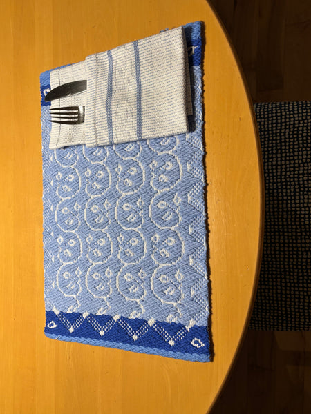 hand towel - blue and white- lampas series