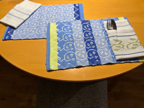 hand towel - blue and white- lampas series