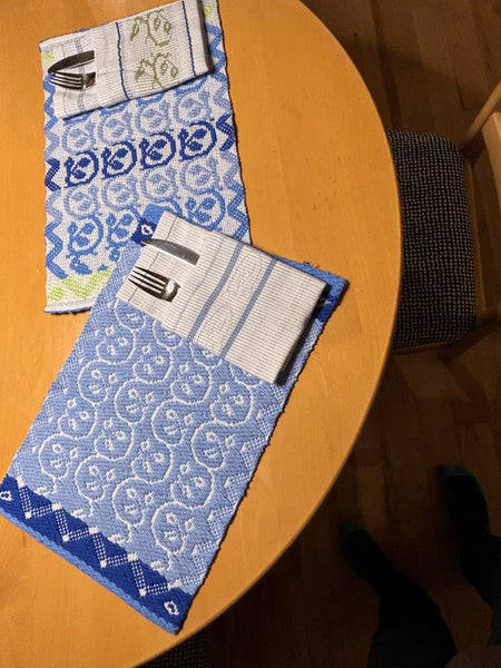 hand towel - blue and white- lampas series