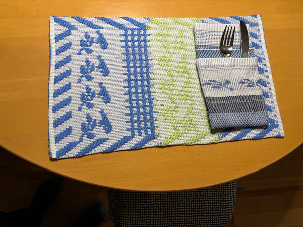 hand towel - blue and white- lampas series