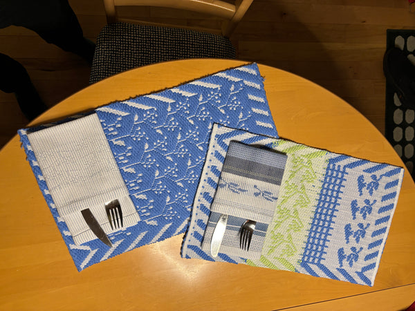 hand towel - blue and white- lampas series