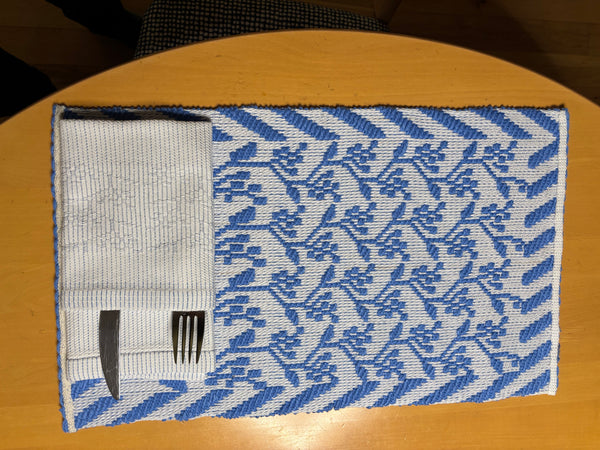 hand towel - blue and white- lampas series