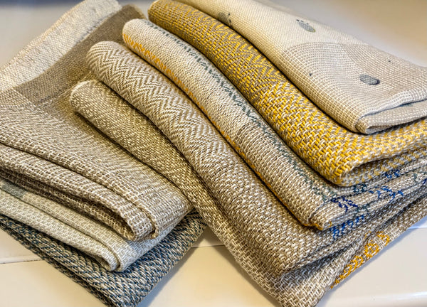 Tea Towel-Linen White And Natural Series (with natural dye prints)