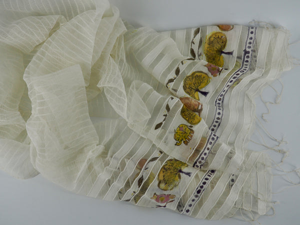Scarf-Cotton and silk scarf painted and printed with natural dyes- more coming soon