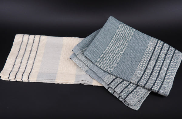 Tea Towel -"Squares in natural dyed linen and fine cotton"