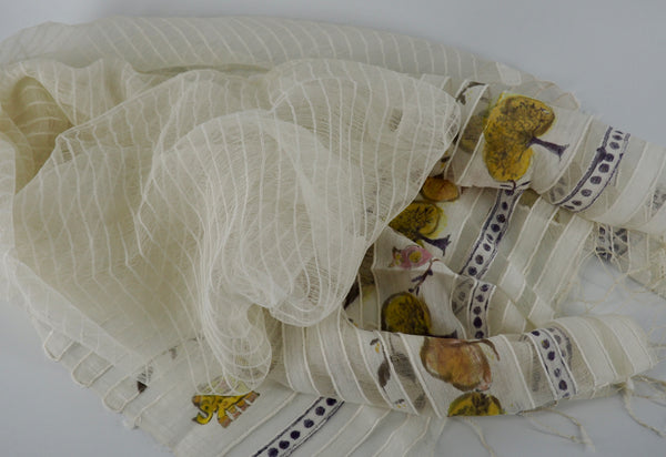 Scarf-Cotton and silk scarf painted and printed with natural dyes- more coming soon