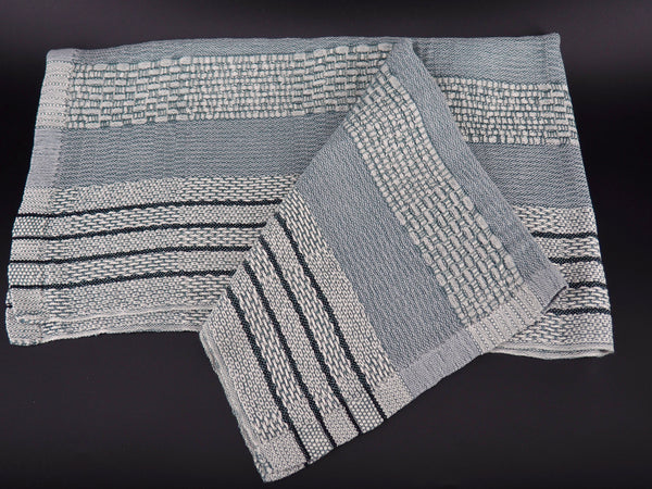 Tea Towel -"Squares in natural dyed linen and fine cotton"