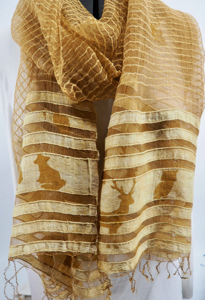 Silk and cotton natural dyed scarf series