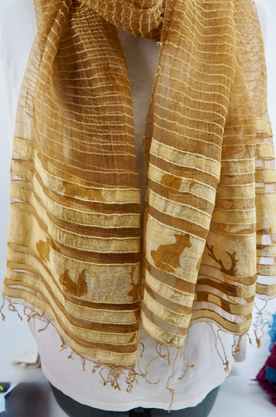 Silk and cotton natural dyed scarf series
