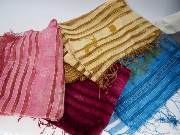 Silk and cotton natural dyed scarf series