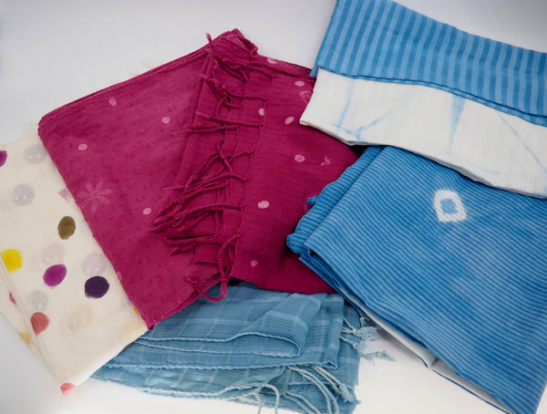 cotton scarves- natural source and dyed series
