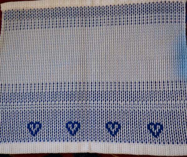 hand towel - blue and white- lampas series