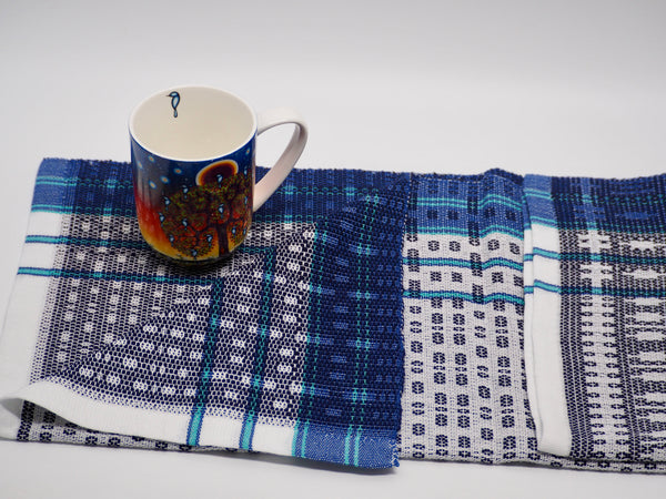 Tea Towel-  "Classic Blue and White with Strips" Series