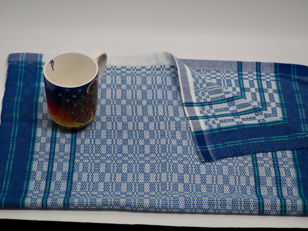 Tea Towel-  "Classic Blue and White with Strips" Series