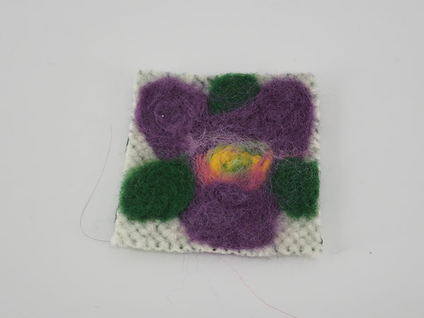 Book Marker -Purple Flowers- Hand Woven felt with Needle Felted   (Sold individually)
