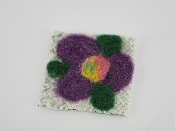 Book Marker -Purple Flowers- Hand Woven felt with Needle Felted   (Sold individually)