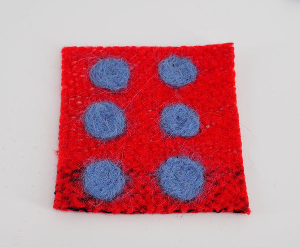 Coaster - Dice -Hand Woven felt with Needle Felted   (Sold individually)