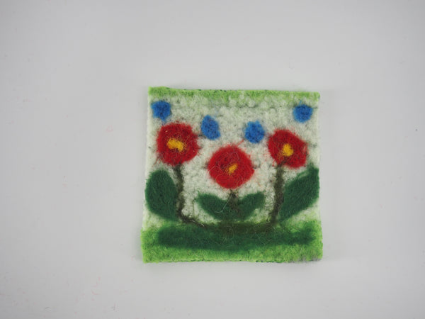 Coaster - bright flowers Hand Woven felt with Needle Felted   (Sold individually)