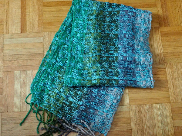 Scarf- Striped Wool and Alpaca blend Green Series