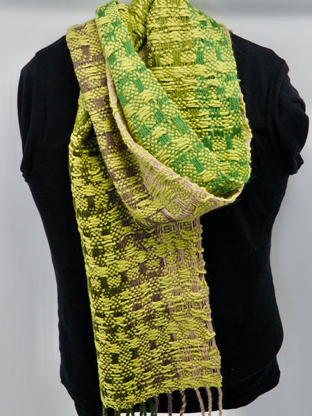 Scarf- Striped Wool and Alpaca blend Green Series