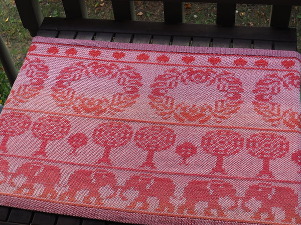 Table Runner- Elephant In The Roses #1 Red and White