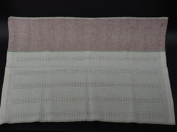 Red And White Cotton- Linen Blend Huck Lace Series