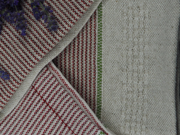 Red And White Cotton- Linen Blend Huck Lace Series