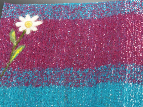 Felted Flowers on Blue