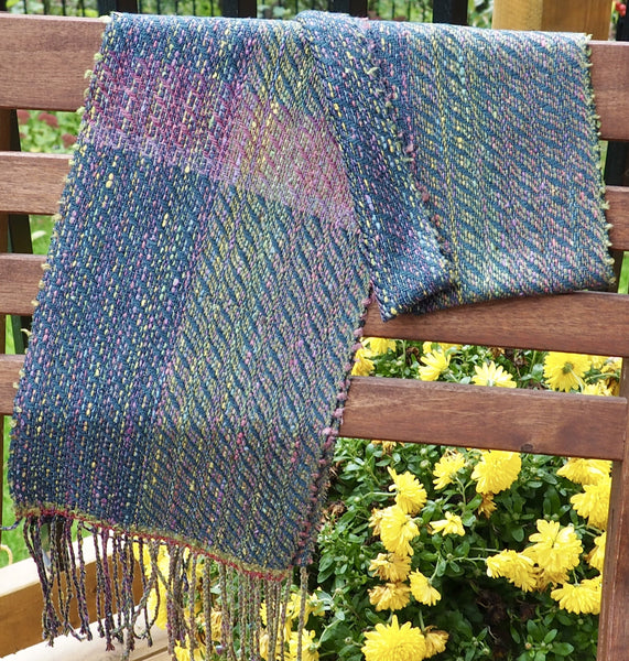 Scarf-Green and Blue Tussah Silk