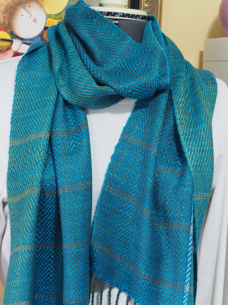 Scarf-Two Shades of Green Silk Series