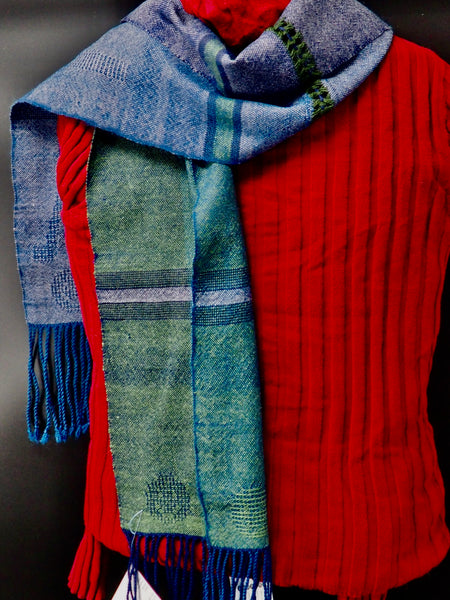 Scarf-Alpaca, Wool And Silk Lace Scarf With a Smily Face Border
